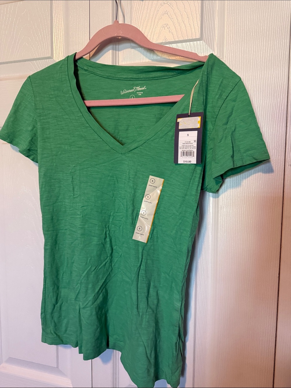 Woman Within Green V-Neck Short Sleeve Tee